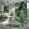 Luxurious Green and Gold Marble Bathroom Shower Curtain Set and Curtain