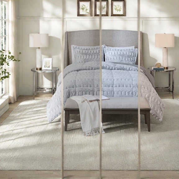 Luxurious Grey Bedding Sets Faux Fur Polyester Comforter with Hypoallergenic Filling