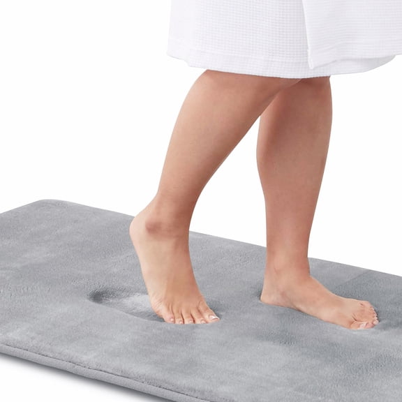 Luxurious Grey Foam Bath Rug Mat 17x24 Inches Machine Washable Carpet