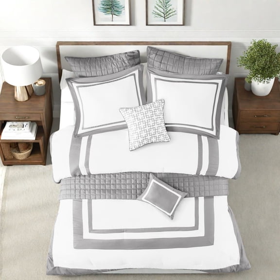 Luxurious Grey King/Cal King Bedding Sets Polyester Hotel Style Collection