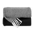 thumbnail image 1 of Luxurious Hand Woven Cozy Warm Combed Cotton All Season Indoor Outdoor Light Weight Fade Resistant Couch Chair Bed Throw Blankets Chevron 50x60 Inch Set of 2, 1 of 3