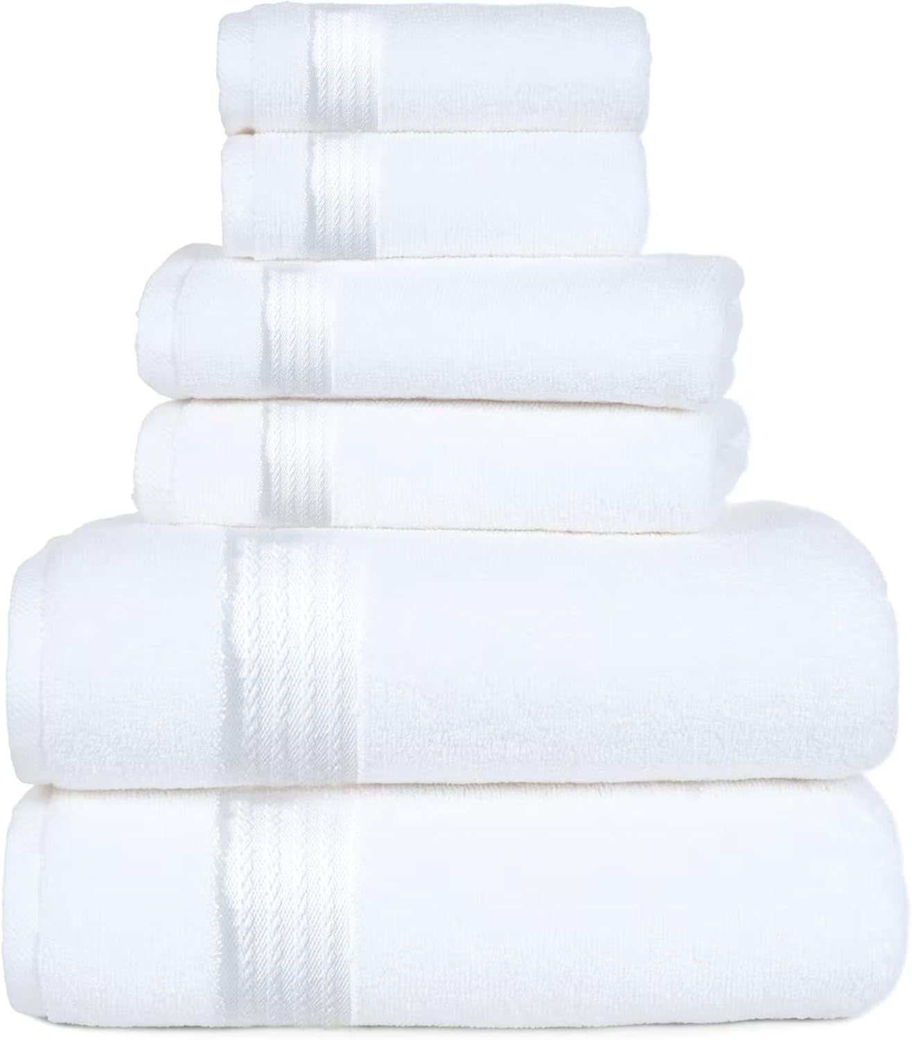 Luxurious Home Collection 6 Piece Towel Set for Bathroom, 100% Cotton, Turkish Towels 2 Washclothes,2 Hand Towels, 2 Bathtowels 6-Pack, Bathroom Shower Towels