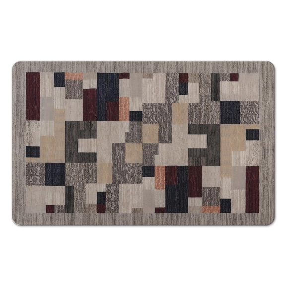 Luxurious Indoor Area Rug, 20x32 inch, Modern Geometric Patchwork Design from Rockwood Collection, Perfect Addition for Bedroom, Office, Living Room, Entryway, Ideal for Hardwood Floors - Slate
