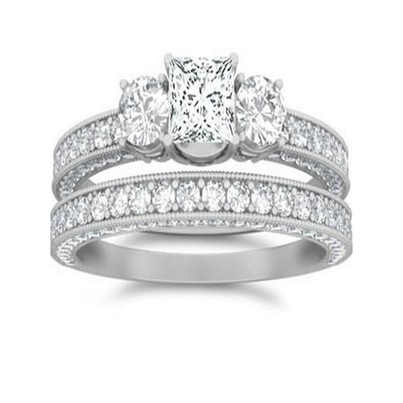 Luxurious Inexpensive Diamond Wedding Ring Set 1 Carat Princess Cut Diamond on 10k Gold