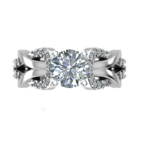 Luxurious Interlock Shank Solitaire Promise Ring For Her 2.2 Ct Diamond 14K White Gold Over
