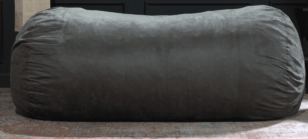Luxurious Jasper Traditional 8 Foot Cylindrical Suede Charcoal Bean Bag