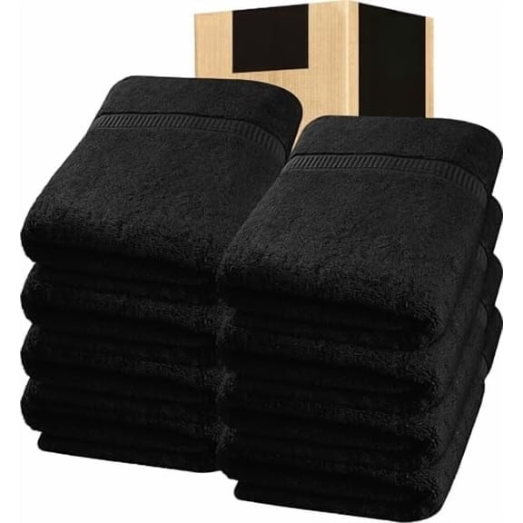- Luxurious Jumbo Bath Sheet 8 Piece - 600 GSM (35X70 Inches) 100% Ring Spun Cotton - Highly Absorbent and Quick Dry Extra Large Bath Towel - Super Soft Hotel Quality Towel (Black)