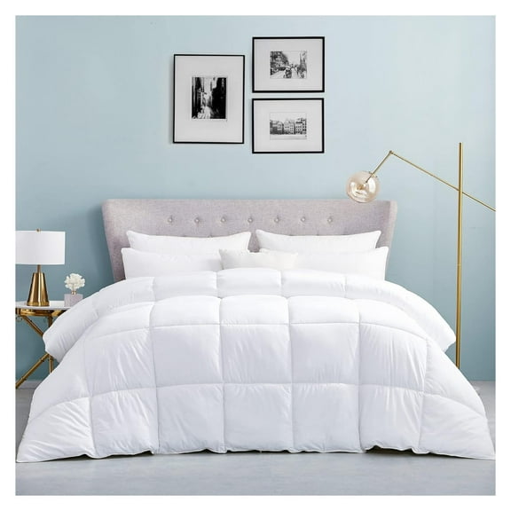 Luxurious King/California King (Cal King) Hard-to-FIND 90 Oz Fill Weight Goose Down Alternative Comforter, 600 Thread Count 100% Egyptian Cotton Cover, 750 Fill Power, Solid White Color