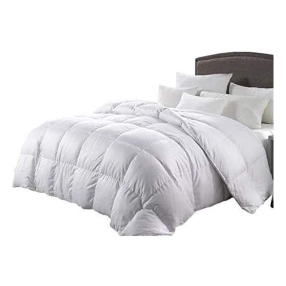 Luxurious King Size 1200 Thread Count Goose Down Comforter, 100 Percent Egyptian Cotton, 1200 TC, 750FP, 50Oz, Solid White Down Alt Comforter
