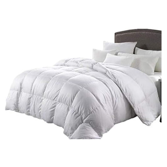 Luxurious King Size 1500 Thread Count Goose Down Comforter, 100 Percent Egyptian Cotton, 1500 TC, 750FP, 50Oz, Solid White Down Alt Comforter