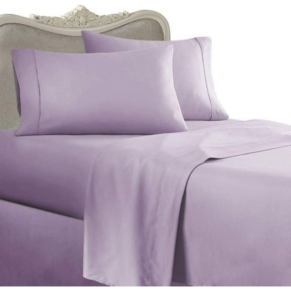 Luxurious Lavender Solid Solid Solid/Plain, Queen Size, 1200 Thread Count Ultra Soft Single-Ply 100% Egyptian Cotton, Extra Deep Pocket Four (4) Piece Bed Sheet Set with 2 Pillow Cases 1200TC