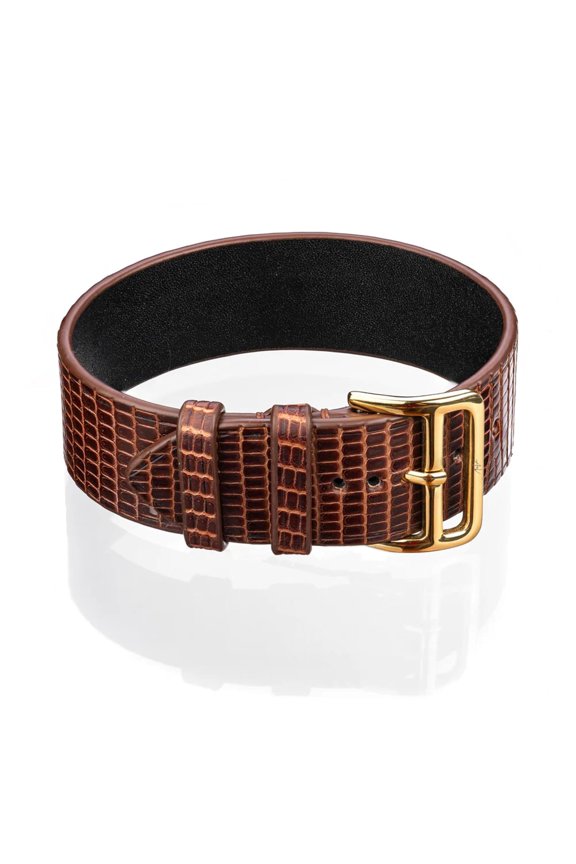 Luxurious Lizard Leather Bracelet – Handcrafted Accessory with Unique Texture and Timeless Appeal (Brown (Gold))