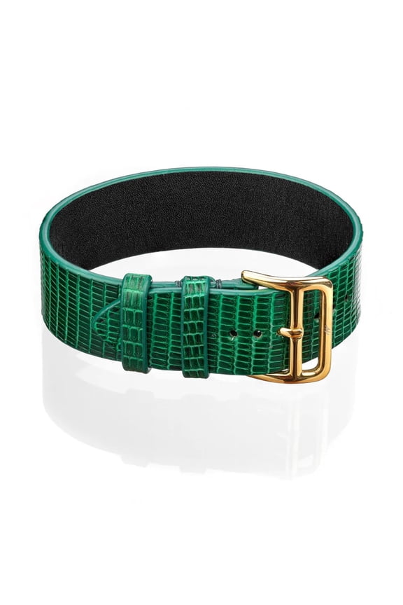 Luxurious Lizard Leather Bracelet – Handcrafted Accessory with Unique Texture and Timeless Appeal (Green (Gold))