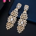 thumbnail image 1 of Luxurious Long Leaf Dangle Drop Earrings Yellow Gold Plated Cubic Zircon Jewelry, 1 of 9