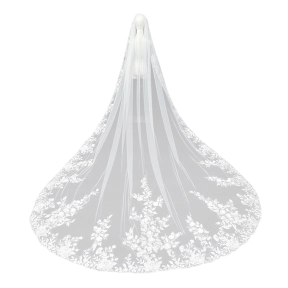 Luxurious Long White Bridal Veil Delicate Lace Veil Wedding Ceremony Veil for Outdoor Ceremonies