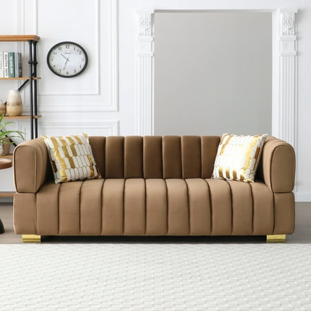 Luxurious Luna Velvet Sofa in Brown Color
