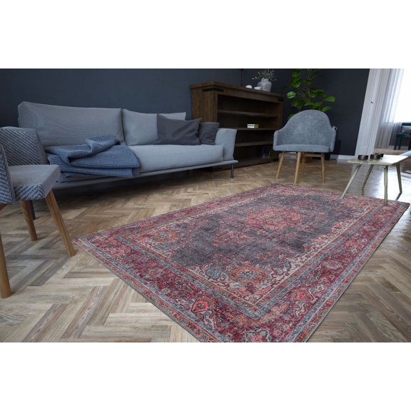 Luxurious Machine Washable Area Rug, 4.9 x 7.5 Feet, 100% Polyester, 1850 g/m, Pile Height: 0.2 in, Eco-Friendly Recycled Poly Cotton Backing, For Living Room & Bedroom