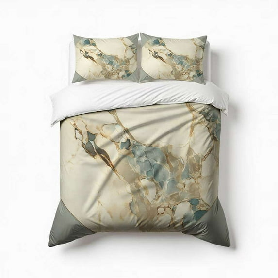 Luxurious Marble Bedding Set 3 Pcs Soft Microfiber Quilt Cover For Bedroom Decor, Comforter Cover With 2 Pillowcase