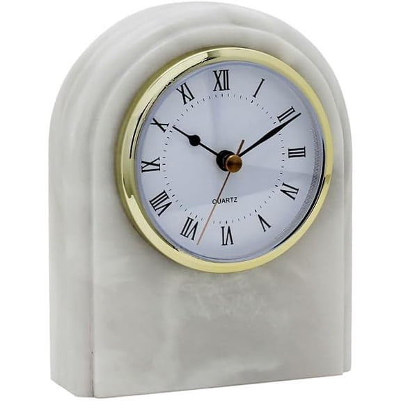 Luxurious Marble Desk Clock – Hand Carved, Polished Modern Table Clock – Durable & Functional Bedside Clock - Multipurpose Home Interiors Decor - One-of-a-Kind Decorative Objects