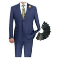 thumbnail image 1 of Luxurious Men's Modern-Fit 2-Piece Windowpane Suit, Jacket and Pants w/1 Pair of Socks - Blue 36S, 1 of 3