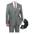 thumbnail image 1 of Luxurious Men's Modern-Fit 2-Piece Windowpane Suit, Jacket and Pants w/1 Pair of Socks - Gray 56R, 1 of 3