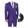thumbnail image 1 of Luxurious Men's Modern-Fit 2-Piece Windowpane Suit, Jacket and Pants w/1 Pair of Socks - Purple 46S, 1 of 3