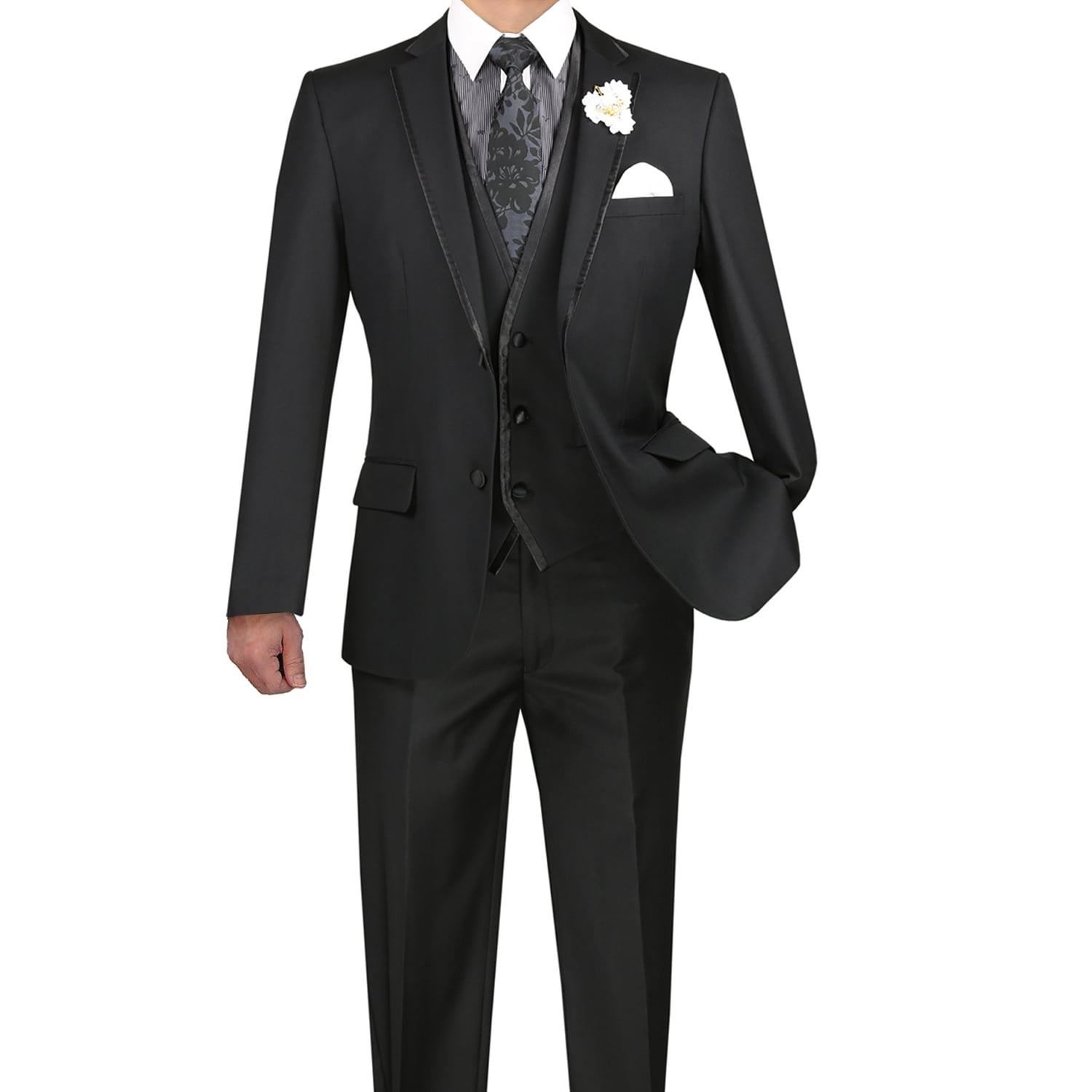 Men's Red and Black  Trimmed Shawl Lapel Suit main image 0