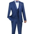thumbnail image 1 of Luxurious Men's Slim-Fit 3-Piece Textured Solid Trimmed Lapel Suit - Blue 52R, 1 of 4