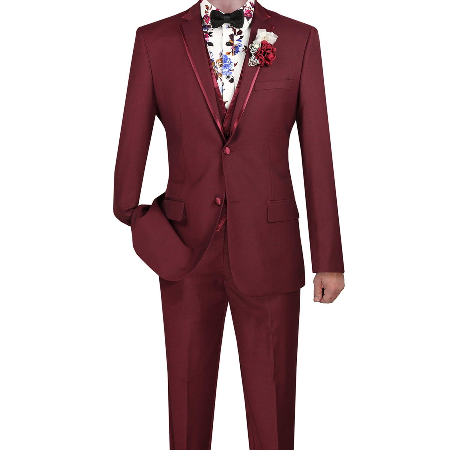 Fashion Burgundy Slim Fit Peak Lapel 2 Pieces Solid Color Men's Suits main image 0