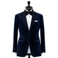 thumbnail image 1 of Luxurious Mens Blue Velvet Dinner Jacket – Perfect for Cocktail Parties & Special Occasions, 1 of 2