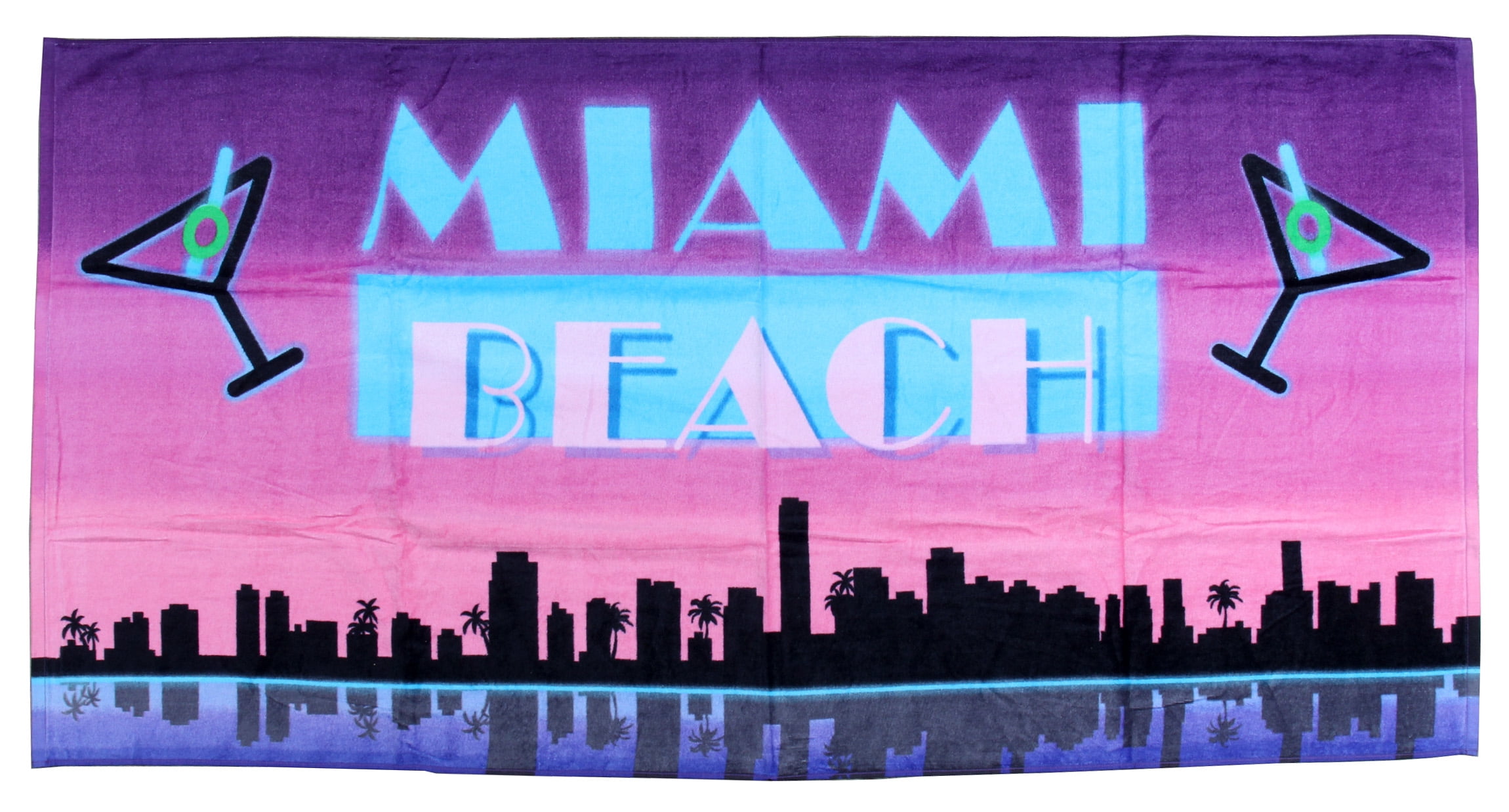 Luxurious - Miami Beach Martini Florida- 100% Cotton Velour Beach Towel – Soft, Absorbent, and Stylish!