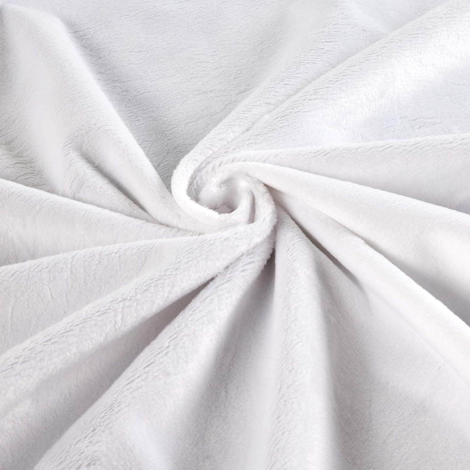 Luxurious Minky Fabric by the Yard | 60” Wide | Ultra Sof it 3mm Pile for Blankets & More | Valentina Textile Inc. (3 Yard, White)
