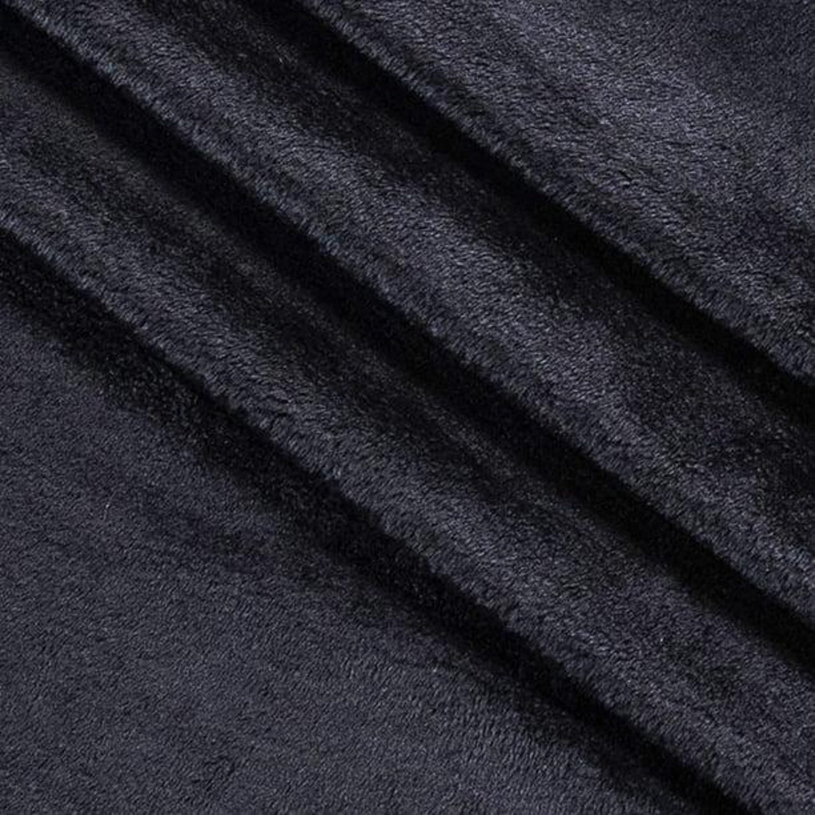 Luxurious Minky Fabric by the Yard | 60” Wide | Ultra Sof it 3mm Pile for Blankets & More | Valentina Textile Inc. (5 Yard, Black)