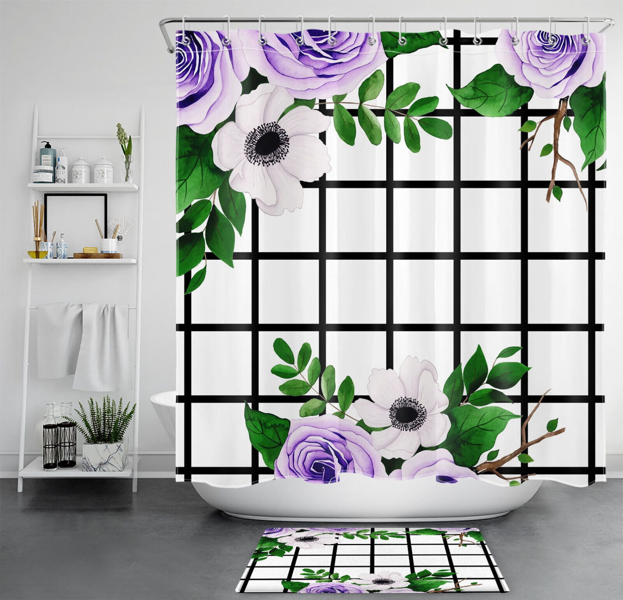 Luxurious Monochrome Plum Blossom Shower Curtain - Elegant and Chic ...