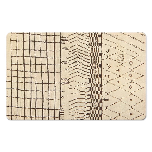 Luxurious Moroccan 20x32 in Runner Rug - Non-Slip, Ultra-Thin, Soft & Washable. Perfect Carpet for Bathroom, Kitchen, & Laundry Room. Distressed White Print for Stylish Living Room & Entryway