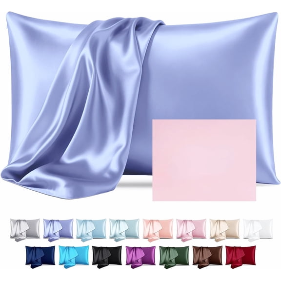 Luxurious Mulberry Silk Pillowcases Soft Cornflower Blue Standard Size Gift