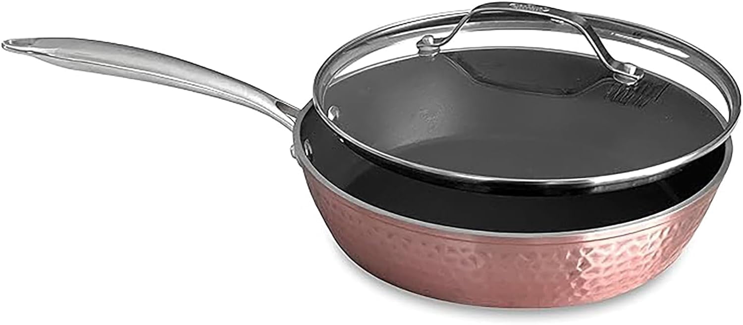Luxurious NonStick Ceramic 10 Inch Rose Pan With Lid, Lightweight