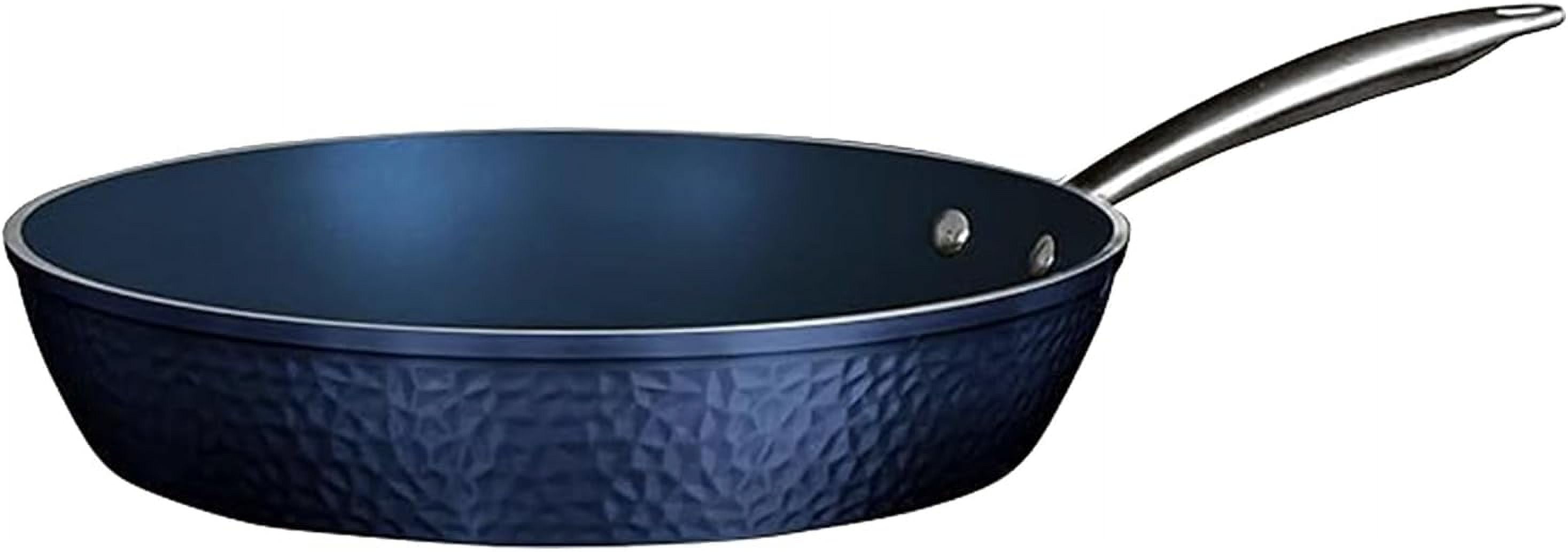 Luxurious NonStick Ceramic 12 Inch Blue Hammered Pan, Lightweight