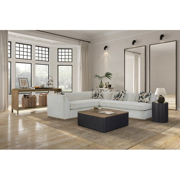 Luxurious Off-White Polyester Channel Sofa - 3 Seat Upholstered Living Room Furniture, 96.5" W, Dacron Wrapped Cushions, 1.8 Density Foam, Padded Sides & Back, Sinous Springs, Vietnam Origin