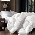 thumbnail image 1 of Luxurious Oversized Queen 98" x 98" Size Goose Down Fiber Waterfowl Feather Fiber Comforter Duvet, 100% Egyptian Cotton Cover, 56 oz. Fill Weight, Baffle Box Design, White Solid, 1 of 4
