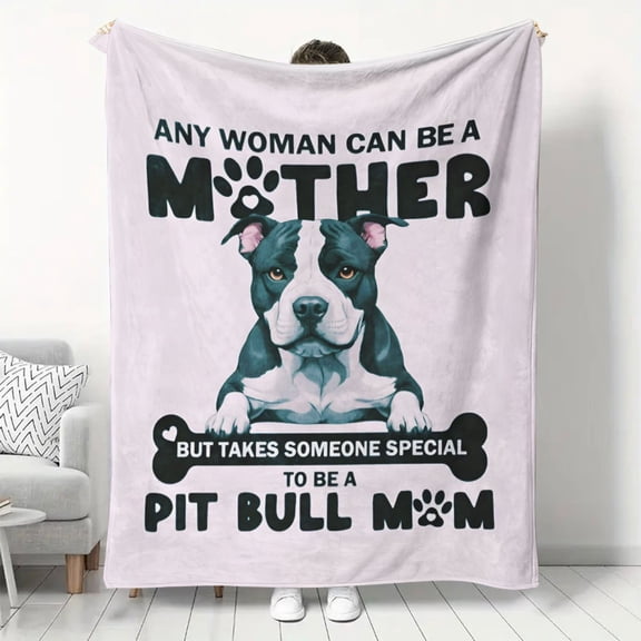 Luxurious Pit Bull Mom Flannel Throw Blanket Soft Cozy & Warm Ideal Gift for Dog Lovers Perfect for Home Decor Sofa Bed Air Conditioning Cover Striped Design All Season Comfort
