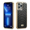 thumbnail image 1 of Luxurious Plating Case for iPhone 15 Pro Max, Snake Crocodile Texture Pattern Premium PU Leather Full Coverage Protective Basic Bumper Phone Case Cover for iPhone 15 Pro Max - Black, 1 of 6
