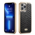 thumbnail image 1 of Luxurious Plating Case for iPhone 16 Plus, Snake Crocodile Texture Pattern Premium PU Leather Full Coverage Protective Basic Bumper Phone Case Cover for iPhone 16 Plus - Black, 1 of 6