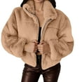 thumbnail image 1 of Luxurious Plus Size Faux Jacket Winter Warm Zip Up Coat Soft Fleece Outerwear For Fashionable Elegant Casual Outfit-Khaki-XXXXXL, 1 of 5