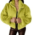 thumbnail image 1 of Luxurious Plus Size Faux Jacket Winter Warm Zip Up Coat Soft Fleece Outerwear For Fashionable Elegant Casual Outfit-Yellow-XXXL, 1 of 5