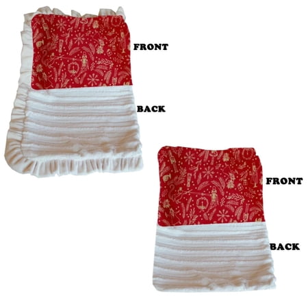 Dog, Puppy Pet or Cat Sleepytime Cuddle Blankets, "Red Holiday Whimsy"