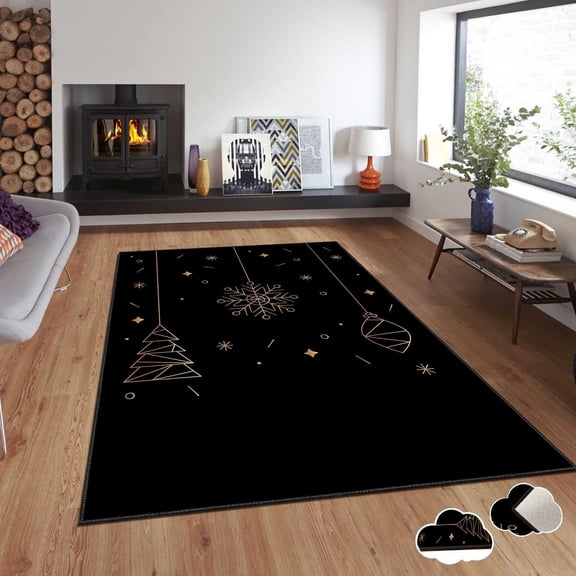 Luxurious Polyester Area Rug, 5.2 x 7.5 Feet | 740 g/m Velvet Fabric with Non-Slip Dot Underside | Laminated Sponge for Comfort