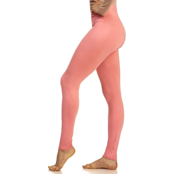 Luxurious Quality High Waisted Leggings for Women | Workout & Yoga Pants Plus (One Size (XS - XL), Mellow Pink)