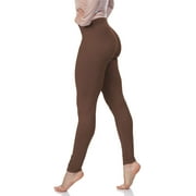 Luxurious Quality High Waisted Leggings for Women - Workout & Yoga Pants Plus Petite XS-M, Brown