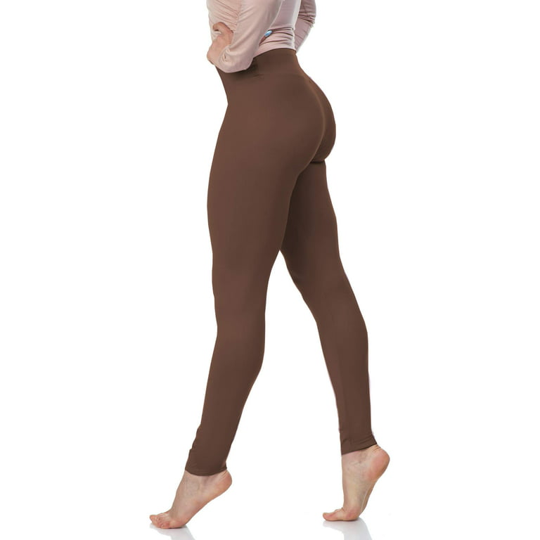 Luxurious Quality High Waisted Leggings for Women - Workout & Yoga Pants  Plus (Petite (XS-M), Brown)